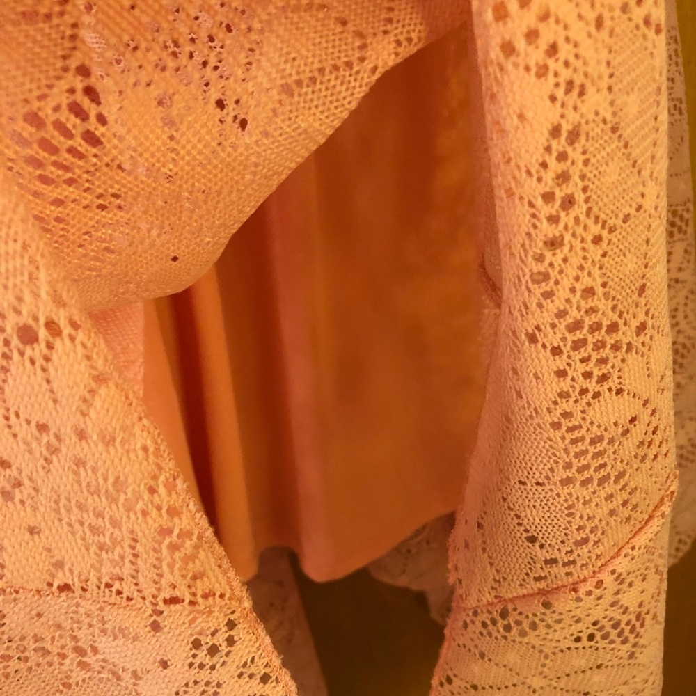 Pink Eyelet Lace Overlay Dress - Picture 4 of 5